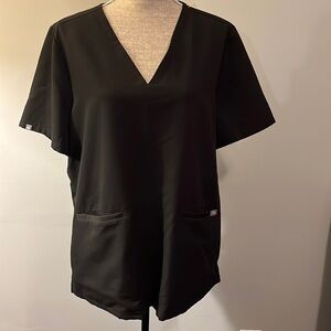 FIGS Scrub Top Women XXL Technical Collection Shirt Black Stretch Pockets